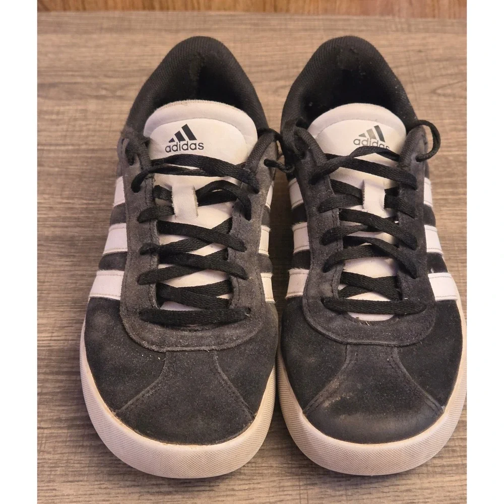 Adidas VL Court 3.0 Athletic Sneakers Shoes Youth Size 3 Black White - Picture 3 of 12